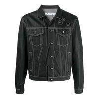 Off-White SS21 Arrows Pattern Denim Jacket Black OMYE067R21DEN0011001