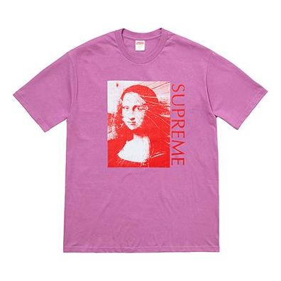Supreme SS18 Mona Lisa Tee Light Purple Printing Short Sleeve Unisex SUP-SS18-447