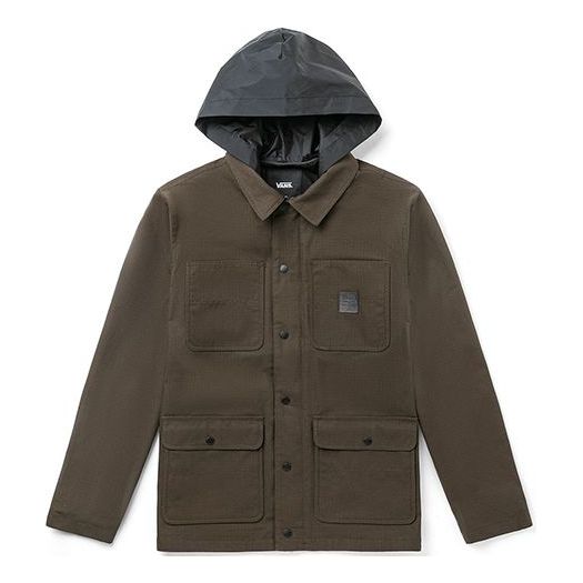 Men's Vans Cargo Casual Hooded Jacket Brown VN0A456ZTT5