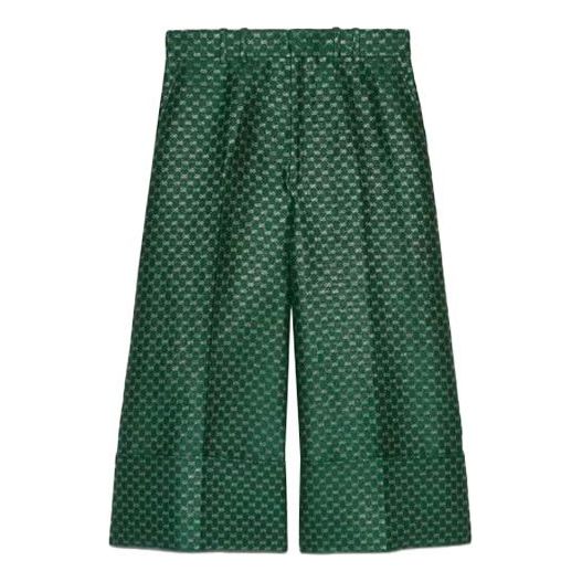 (WMNS) Gucci Mini GG Lurex Flared Trousers 'Green' 652118-ZAGLX-3091
