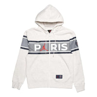 Men's Jordan Paris Saint-Germain   Zipper Fleece Hooded Long Sleeves Jacket  White DB6481-051