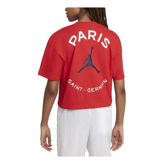 (WMNS) Air Jordan Jumpman Paris Saint-Germain Printing Loose Soccer/Football Sports Short Sleeve 'Red' DC0458-657