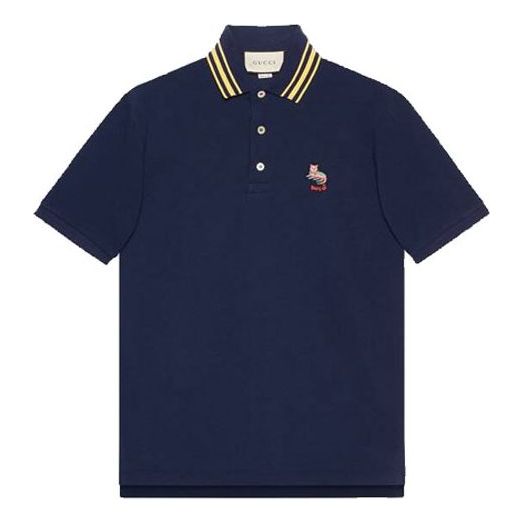 Gucci Cat Logo Embroidered Polo 'Navy' 636403-XJCXW-4535