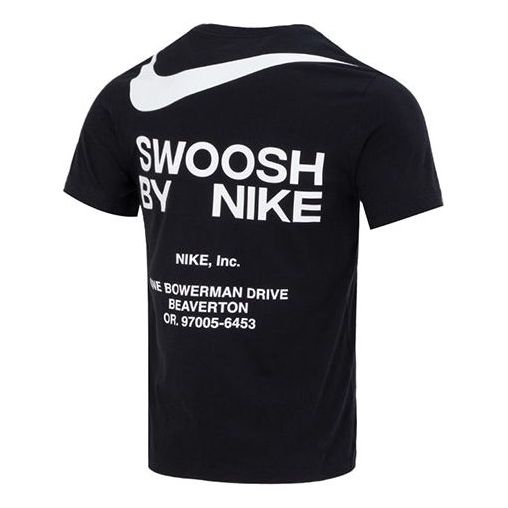 Nike Sportswear Big Swoosh Running Gym Cotton T-Shirt 'Black' DZ2882-010