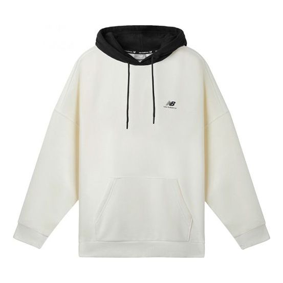 (WMNS) New Balance Contrasting Colors hooded Casual Hoodie White Black Colorblock NCA3S512-BK