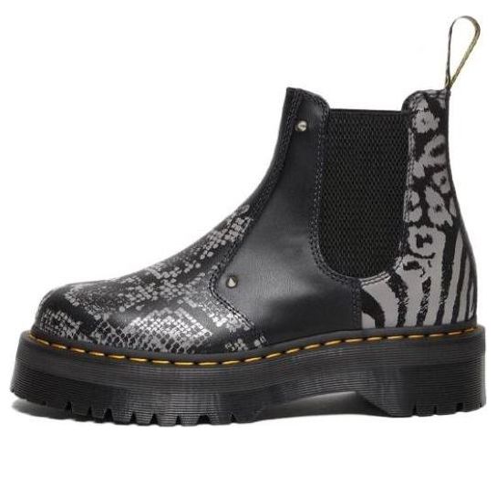 Dr. Martens 2976 Quad Platform Animal Print Boots 'Black Grey' 27692001