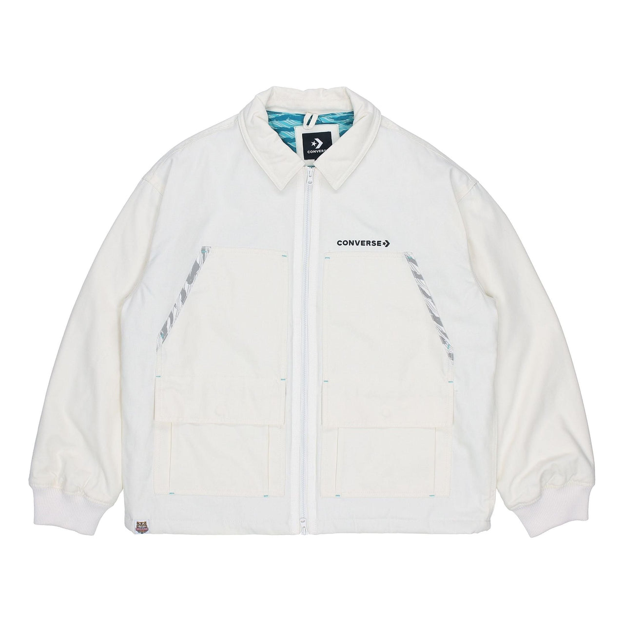 Converse New Year Series Logo Printing Lapel Sports Jacket Creamy White 10024149-A01