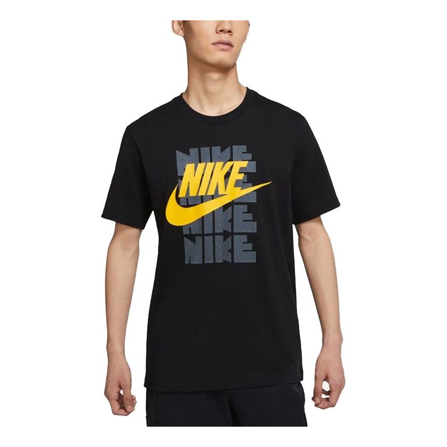 Nike Sportswear Leisure Sports Letter Print Crewneck Short Sleeve Men's Black DD3382-010