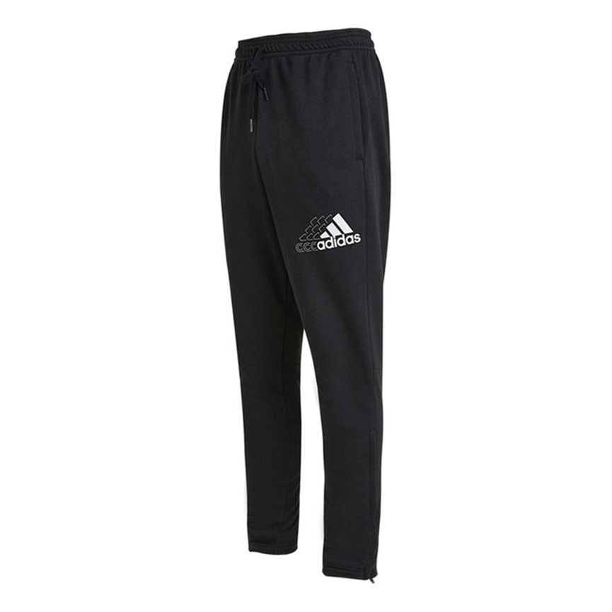 adidas Q3 Bluv Sere Pt Logo Printing Knit Breathable Sports Long Pants Black GS4875