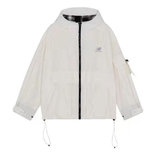 (WMNS) New Balance Logo Printing Woven Sports Hooded Jacket Milky White AWJ13351-IV