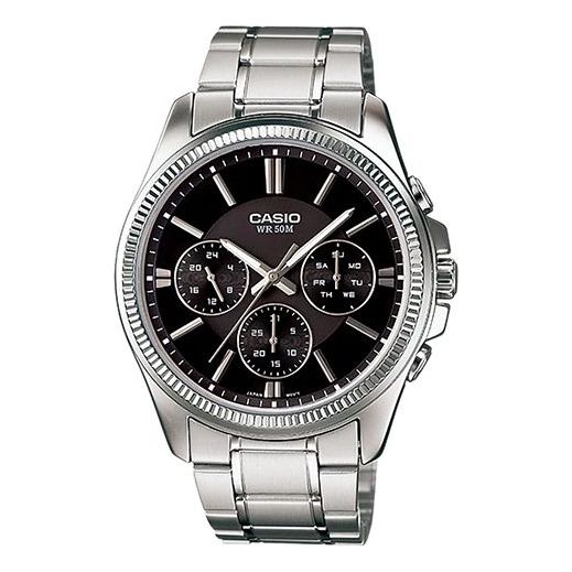 CASIO Waterproof Quartz Stainless Steel Strap Mens Black Analog MTP-1375D-1AV