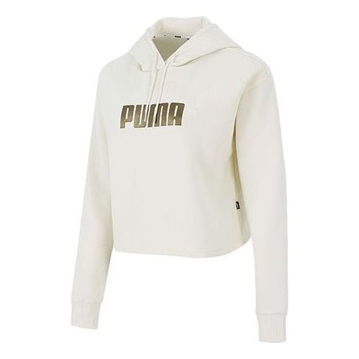 (WMNS) PUMA Essential Metallic Cropped Hoodie 'Beige' 847673-73