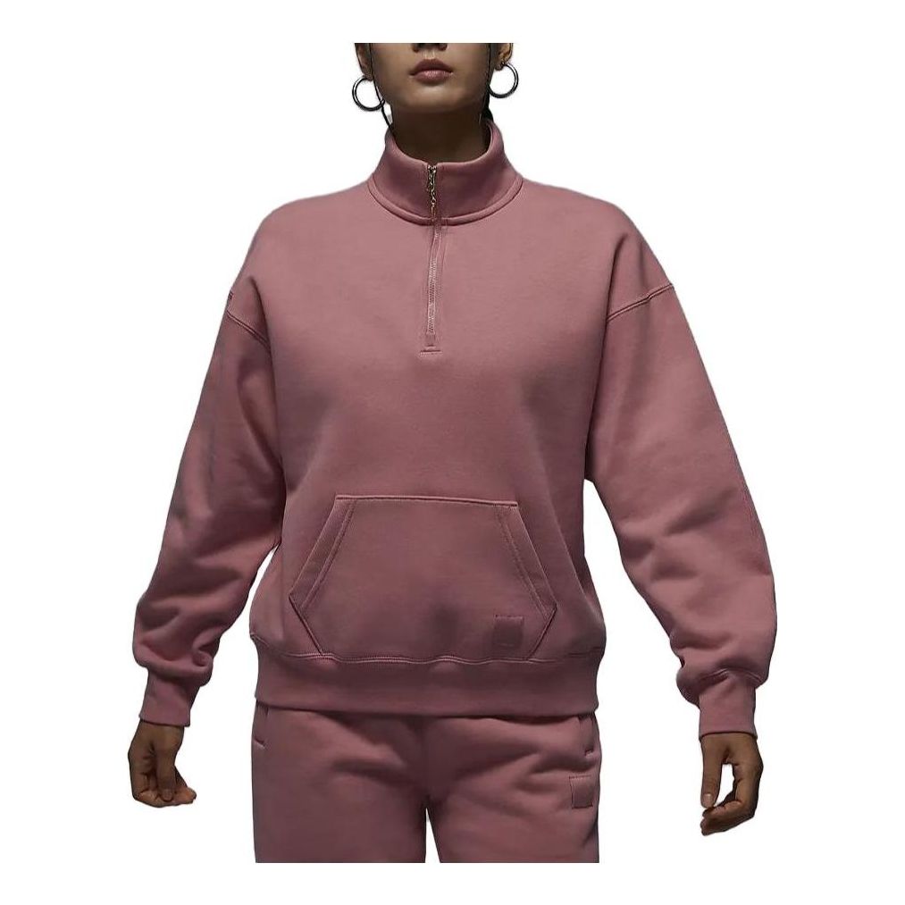 (WMNS) Air Jordan Brand Fleece Quarter Zip 'Stardust Red' FD7222-618