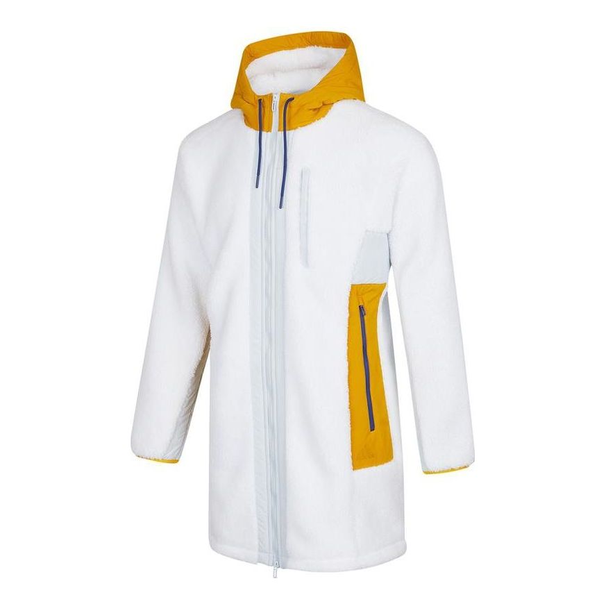 adidas stitiching hooded coat 'White Yellow' H39286