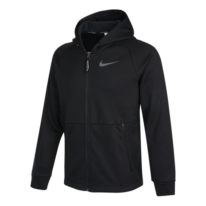 Men's Nike Pro Therma-FIT Fleece Stay Warm Sports Training Hooded Logo Jacket Autumn Black DD2125-010