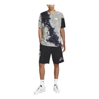 Men's Nike Colorblock Tie Dye Design Alphabet Logo Printing Loose Short Sleeve Black T-Shirt DV3788-010