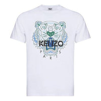 Men's KENZO Cotton Tiger Head Printing Short Sleeve White 5TS050-4YA-01