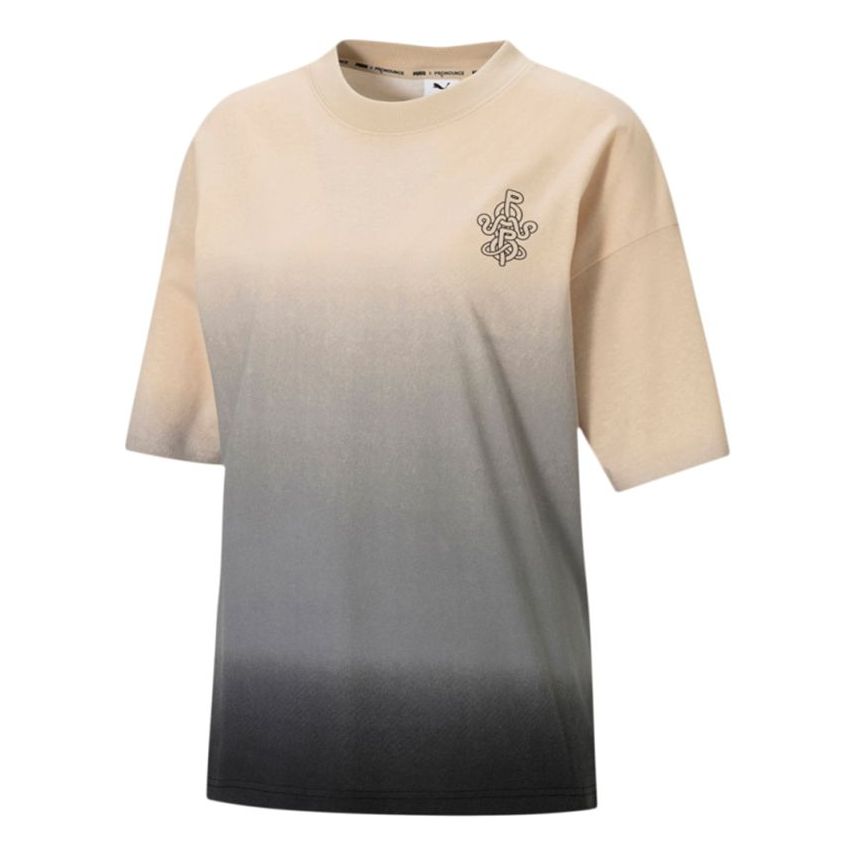 (WMNS) PUMA x PRONOUNCE W Graphic Tee Tie-dyed Causual Sports Female Khaki 532149-20