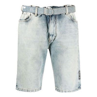 Off-White SS21 Belt Logo Printing Denim Shorts Version Blue OMYC005S21DEN0024501