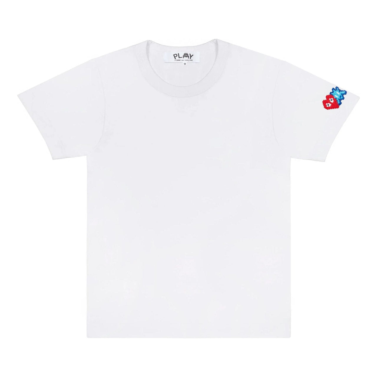 COMME des GARCONS PLAY Invader T-Shirt Red And Blue Sleeve Emblem 'White' AZ-T328-051