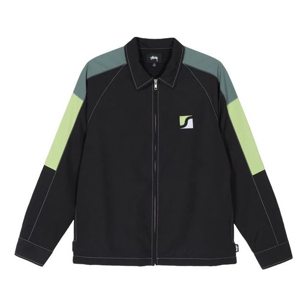 Stussy Panel Zip Jacket Splicing Zipper Unisex Black 115495