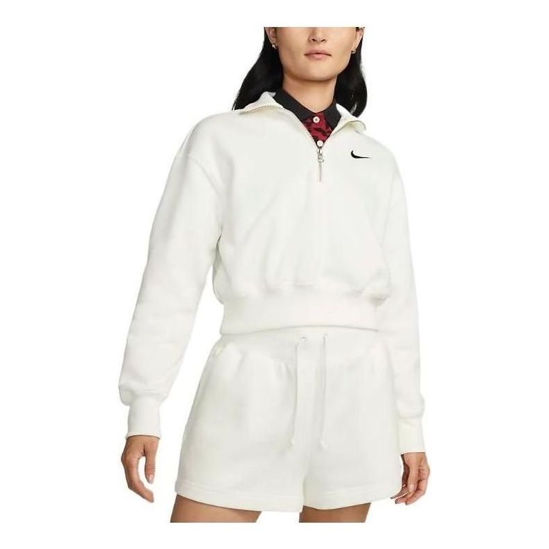 (WMNS) Nike Sportswear Phoenix Fleece 1/2-Zip Cropped Sweatshirt 'White' DQ5768-133