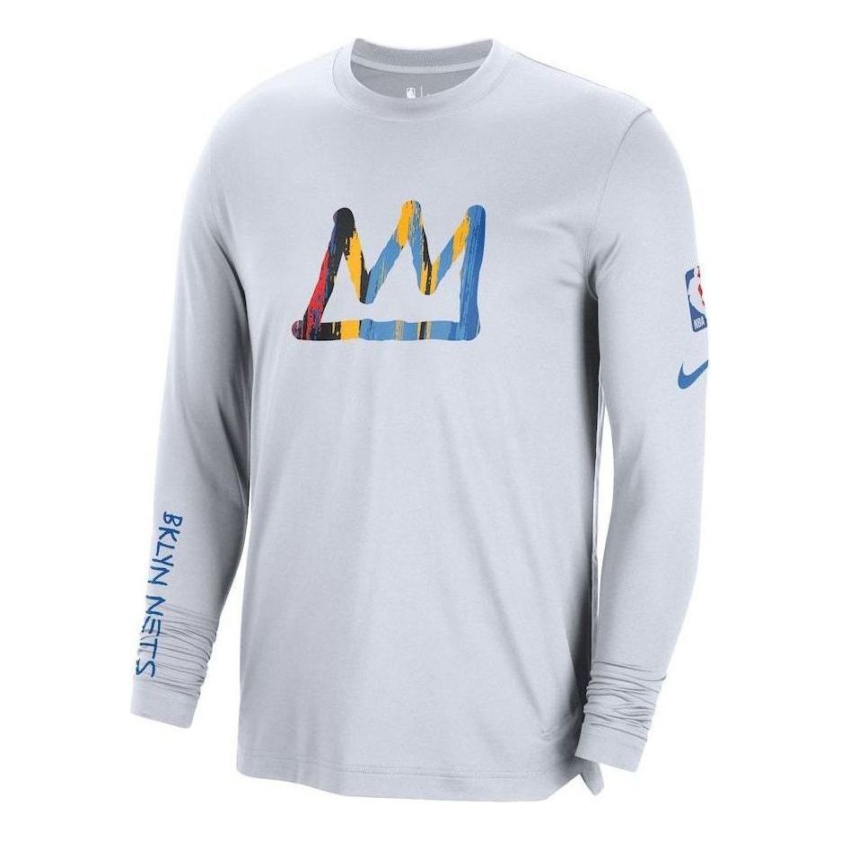 Nike Dri-Fit NBA Brooklyn Nets City Edition Long Sleeve T-Shirt 'Grey Blue' DN8487-100