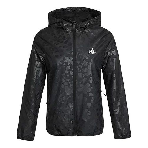 (WMNS) adidas Logo Solid Color Woven Zipper Hooded Jacket Black GQ0616
