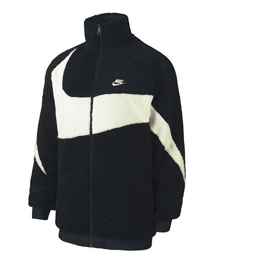 Nike Zipper Stand Collar polar fleece Large Logo Reversible Casual Sports Jacket Black AJ2701-010