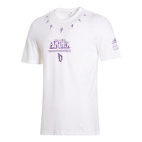 Men's adidas Alphabet Printing Round Neck Pullover Casual Short Sleeve White T-Shirt FM2812