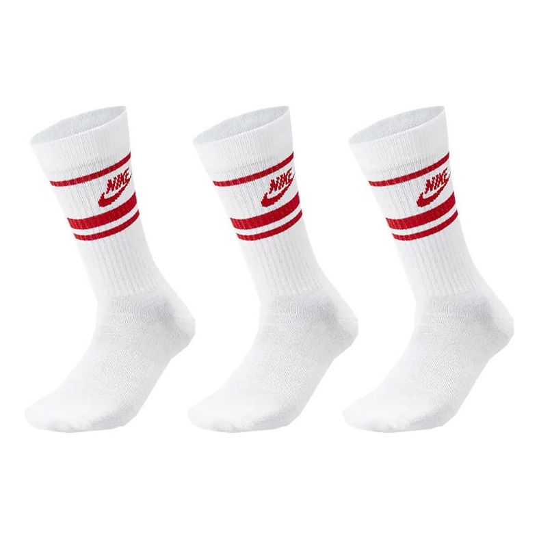 Nike Sportswear Dri-FIT Everyday Essential Crew Socks 'White Red' DX5089-102