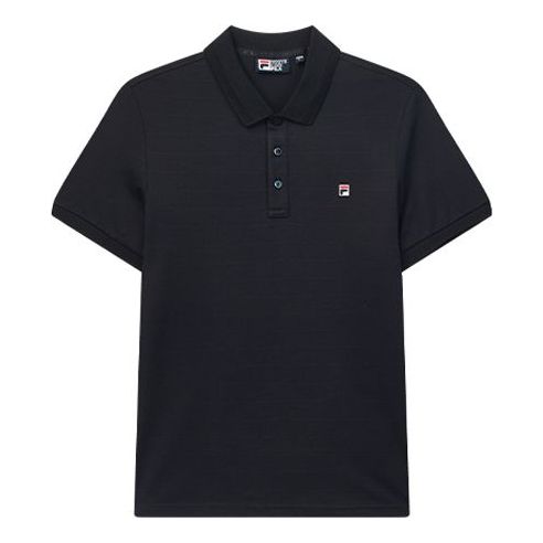 FILA Logo Embroidered Logo Short Sleeve Polo Shirt Navy Blue F11M028142F-NV