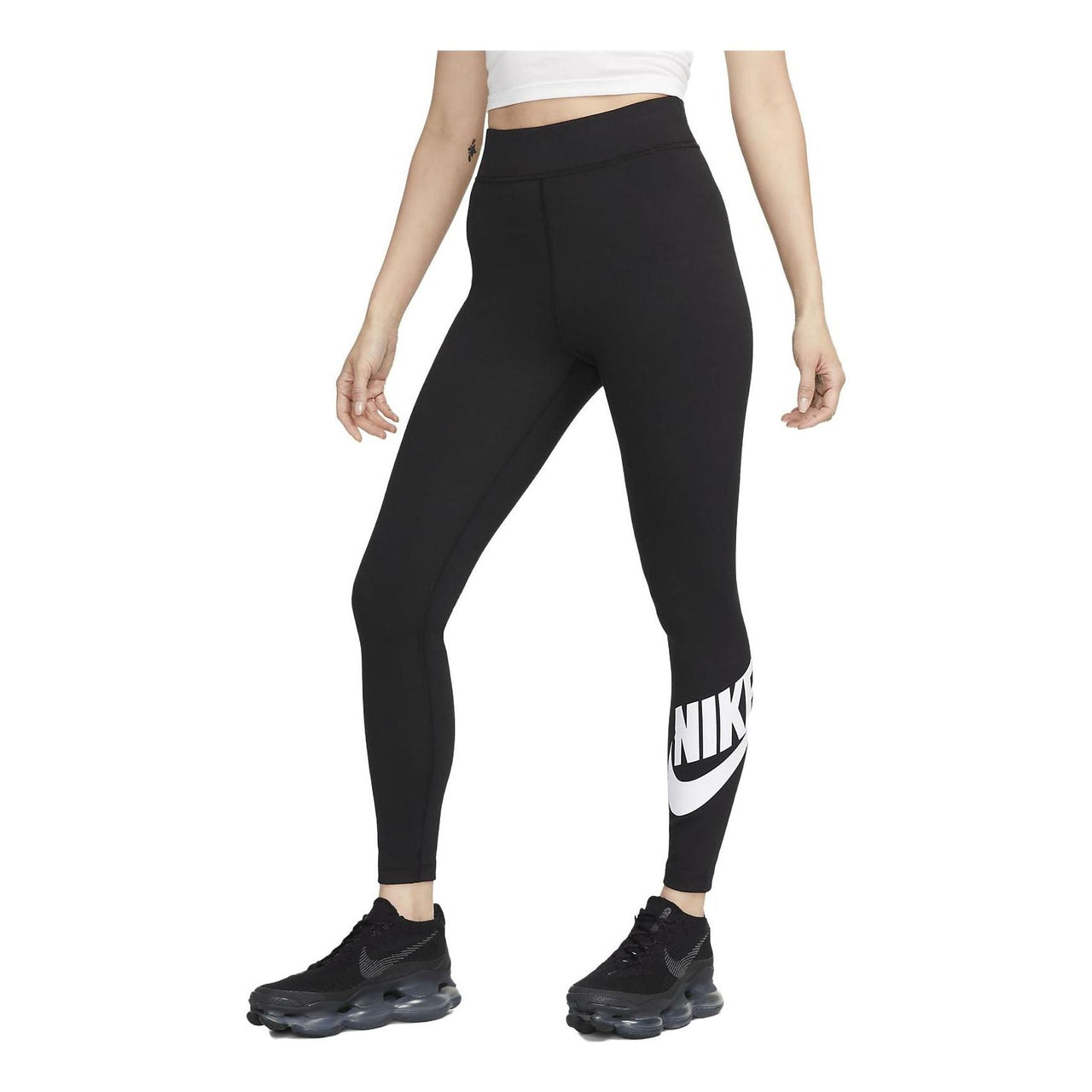 (WMNS) Nike Sportswear Classics High-Waisted Graphic Leggings Asia Sizing 'Black White' DV7792-010