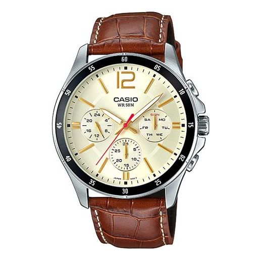 CASIO Waterproof Unisex Mens Light Brown Analog MTP-1374L-9A2VQ