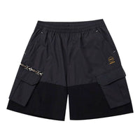 Men's adidas neo Athleisure Casual Sports Solid Color Woven Cargo Pocket Shorts Black HC9737
