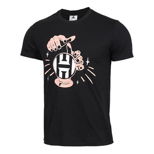 Men's adidas Hrdn Swag Verb James Harden Basketball Sports Printing Round Neck Short Sleeve Black T-Shirt DX6926
