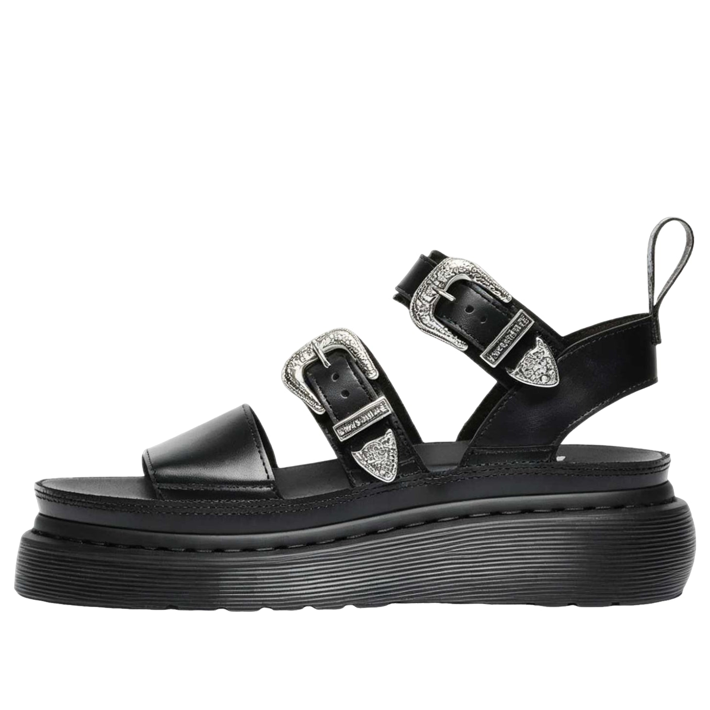 (WMNS) Dr. Martens Gryphon Quad Leather Gladiator Platform Sandals 'Black Altas' 43105001
