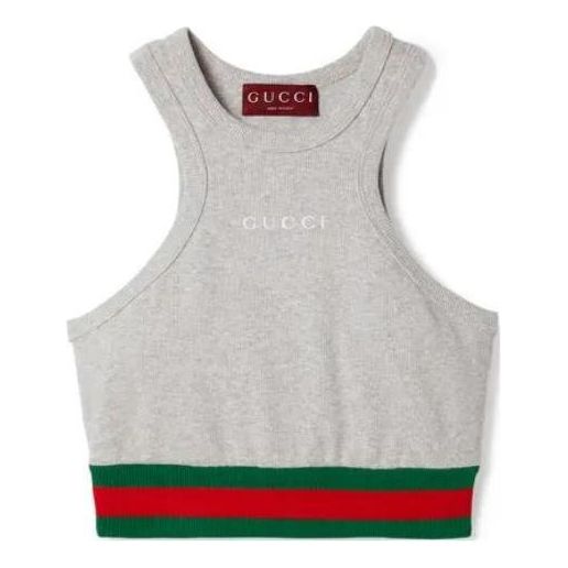 (WMNS) Gucci Cotton Rib Tank Top With Web 'Grey' 785735-XJGK0-1056