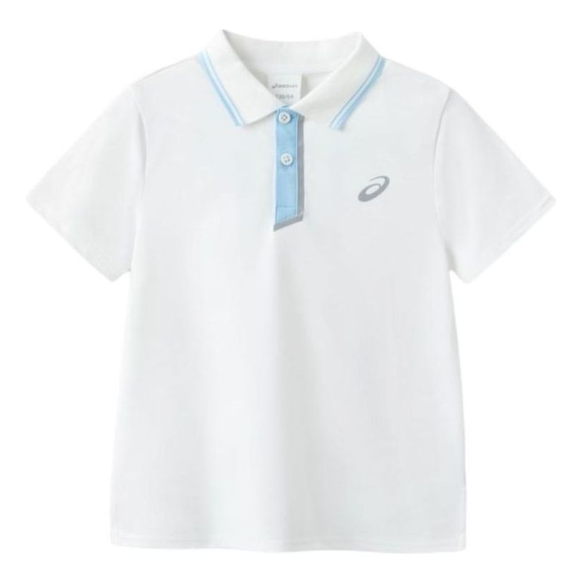 (GS) ASICS Polo T-shirt 'White Blue' 332241173031-10