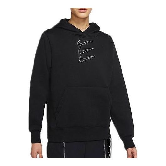 (WMNS) Nike Sportswear Rhinestone Hoodie 'Black' CU6622-010