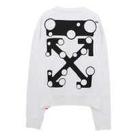 Men's Off-White Logo Arrow Pattern Pullover Loose Fit White OMBA035F21FLE0020110