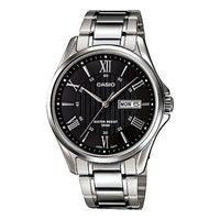 CASIO Waterproof Stainless Steel Strap Mens SilverBlack Analog MTP-1384D-1A