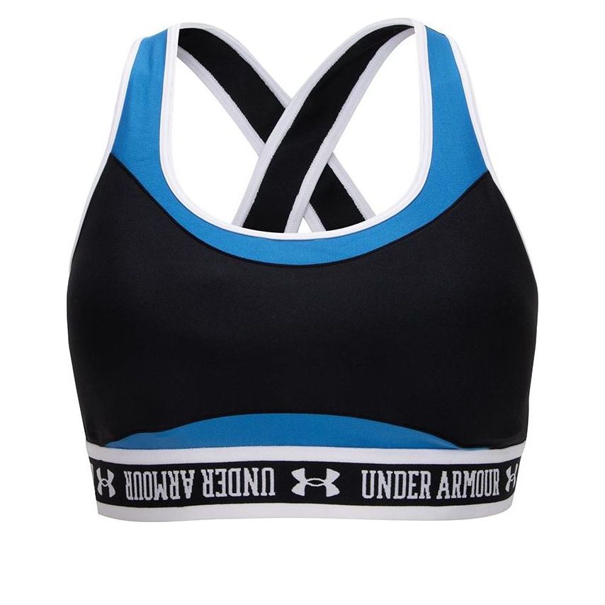 (WMNS) Under Armour Crossback Mid Block Bra 'Black Blue' 1371367-474