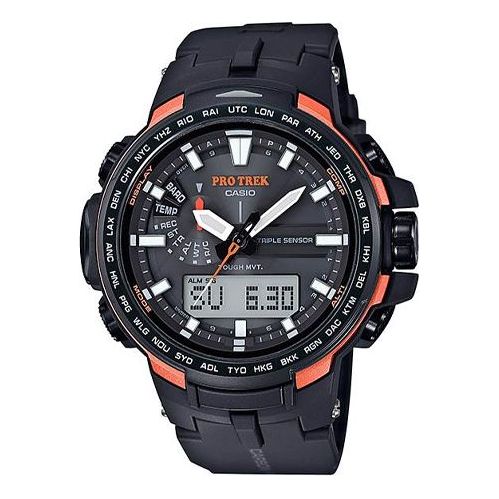 CASIO Waterproof Sports Solar Powered Mens Black Analog/Digital Combo PRW-6100Y-1