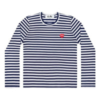 COMME des GARCONS PLAY SPACE INVADERS L/S Striped Red Emblem 'Navy' AZ-T324-051