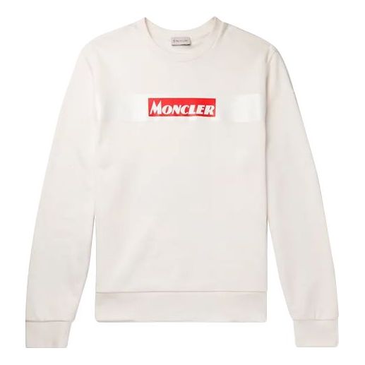 Moncler Chest Logo Print Plain Knitted Long Sleeve Sweater For Men White E209180481508098U-004