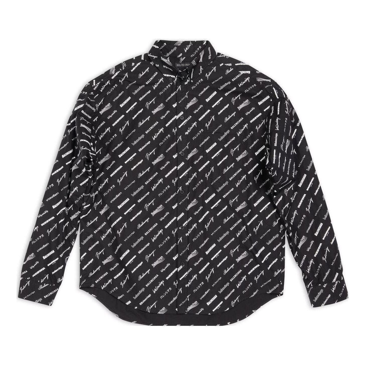 Balenciaga Logomania All Over Long Sleeve Shirt 'Black' 662983TNLL11070