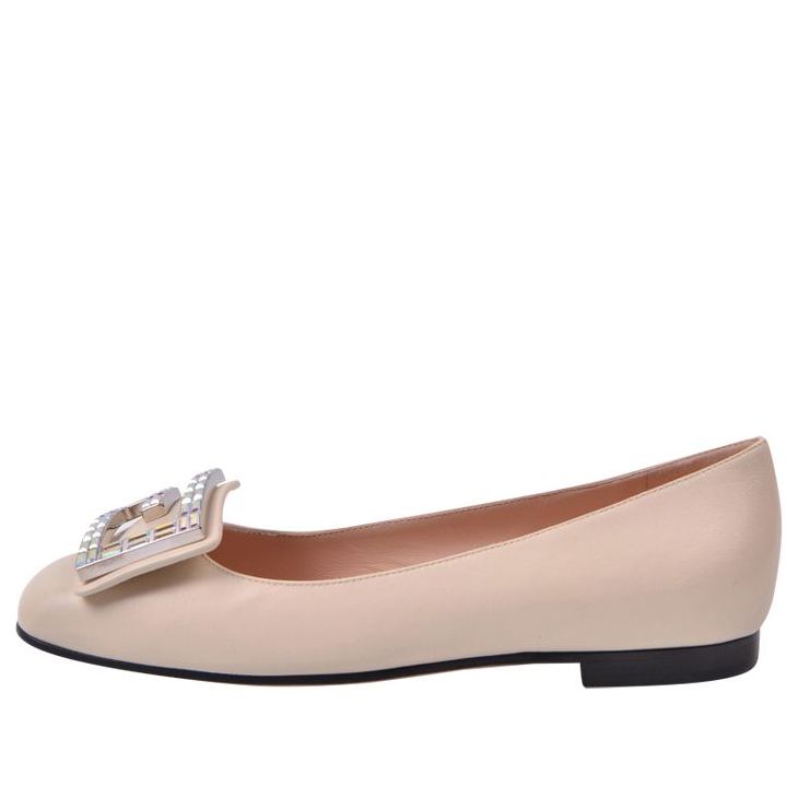 (WMNS) Gucci Leather Ballet Flat With Crystal G 'White' 551434-C9D00-9526
