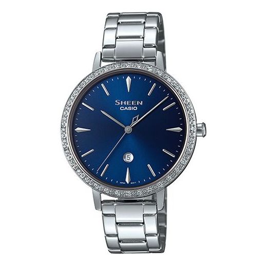 CASIO Sapphire Crystal SHEEN Waterproof Stainless Steel Strap White/Blue Analog SHE-4535YD-2A