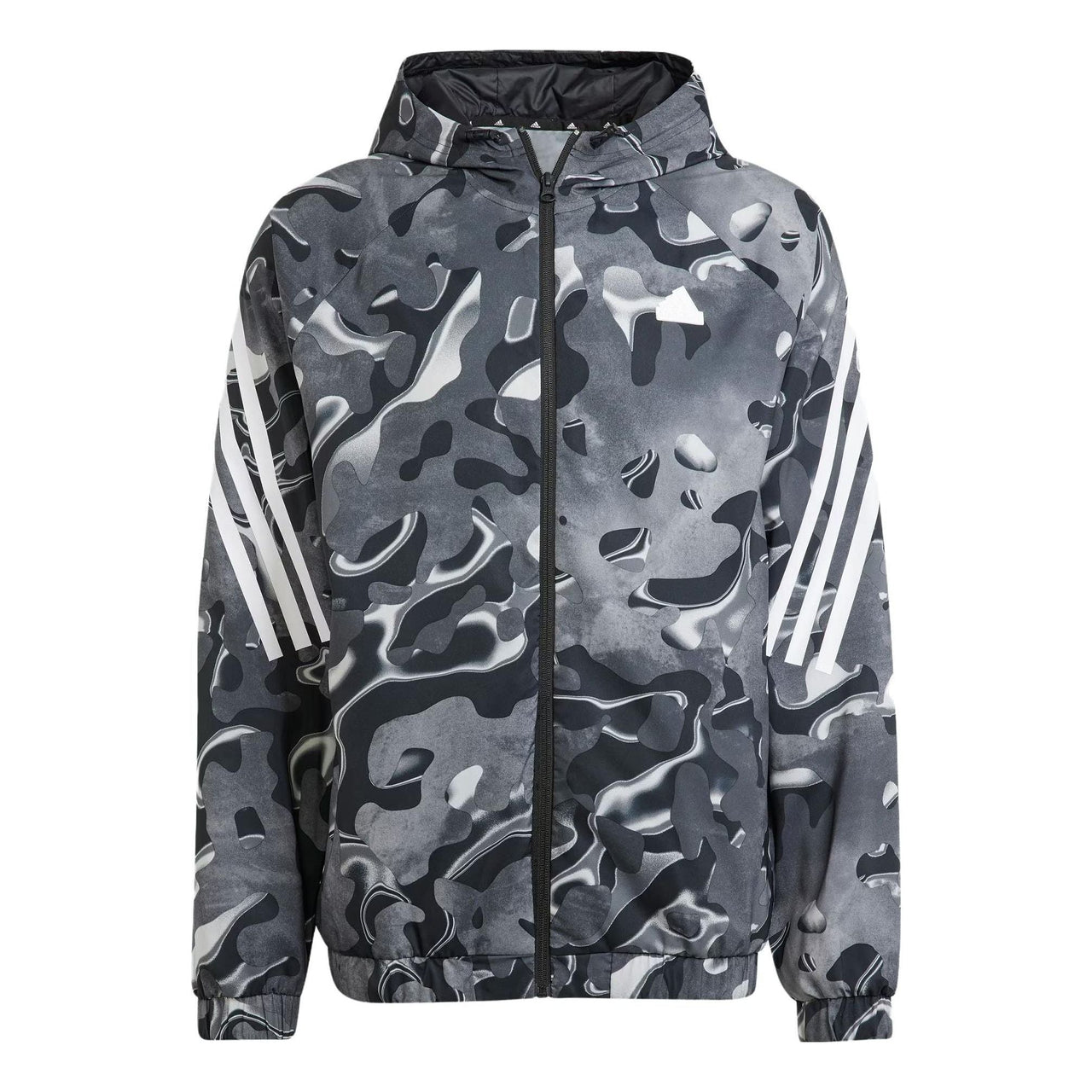 adidas Future Icons Allover Print Full-Zip Hoodie Jackets 'Black White' IJ8843